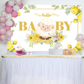 Lofaris Little Lamb Yellow Floral Leaf Baby Shower Backdrop